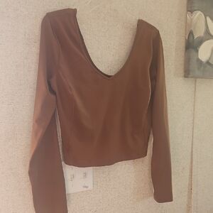 lululemon athletica Brown Deep V Long-Sleeve Women's Top